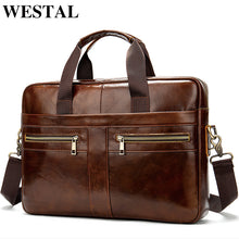 Load image into Gallery viewer, WESTAL Bag men's Genuine Leather briefcase Male man laptop bag natural Leather for men Messenger bags men's briefcases 2019