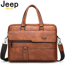 Load image into Gallery viewer, JEEP BULUO Men Briefcase Bag High Quality Business Famous Brand Leather Shoulder Messenger Bags Office Handbag 13.3 inch Laptop